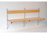 Wandbank, Holz, 1500 mm breit, lichtgrau (RAL 7035)