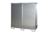 Gefahrstoffschrank BAUER GS-2, Stahlblech, unterfahrbar, für 2 x 200 l Fässer, B 1680 x T 690 x H 1780 mm, verzinkt