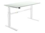 Schäfer Shop Select Schreibtisch, elektrisch höhenverstellbar, Rechteck, C-Fuß, B 1800 x T 800 x H 725-1185 mm, lichtgrau/weiß