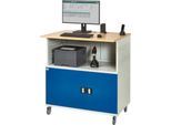 Computer-Station Typ 1023, Arbeitsplatte, Unterschrank, bis 200 kg, B 1100 x T 790 x H 1180 mm, Stahl/Holz, mobil