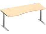 Schäfer Shop Genius Freiformschreibtisch MODENA FLEX, C-Fuß-Rechteckrohr, B 1800 mm, Ansatz links, Ahorn/weißalu