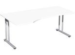 Schreibtisch mit Ansatz PALENQUE, C-fuß, Freiform, links, B 1800 x T 1000/800 x H 720 mm, weiß