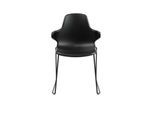 Schalenstuhl Topstar T2020, Kufengestell, ergonomische Sitzschale, stapelbar bis 4 Stück, Sitzhöhe 450 mm, 2er-Set, mit Armlehnen, schwarz/schwarz
