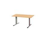Schäfer Shop Select Besprechungstisch Planova Basic, Rechteck, T-Fuß, B 1400 x T 800 x H 717 mm, Buche/weißaluminium RAL 9006
