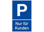 moedel Parkplatzschild „Nur für Kunden“, für die Wand- und Pfostenmontage, L 400 x B 250 mm, Aluminium, weiß-schwarz-blau