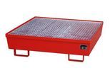Auffangwanne BAUER AM-4/A, mit Gitterrost, Stahl, 245 l, B 1200 x T 1200 x H 335 mm, rot
