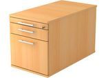 Rollcontainer, 1 Schub, 1 Utensilienauszug, Hängeregistraturauszug, B 428 x T 800 x H 512 mm, Buche