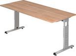 Schreibtisch ULM, C-Fuß, Rechteck, B 1800 x T 800 x H 650-850 mm, Nussbaum-Dekor