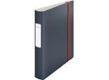 Leitz® Ordner 180° Active Cosy, A4, Rückenbreite 65 mm, 180°-Hebelmechanik, geklebtes Rückenschild & Gummiband, grau