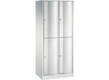C+P Garderobenspind Resisto, 2 Abteile, 4 Fächer, B 772 x T 540 x H 1950 mm, Lichtgrau/Lichtgrau