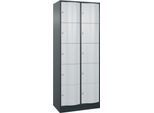 C+P Schließfachschrank Resisto, 2 Abteile, 10 Fächer, B 772 x T 540 x H 1950 mm, Anthrazitgrau/Lichtgrau