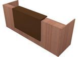 Theke Spezia, gerade, B 2860 x T 880 x H 1130 mm, Nuss Canaletto-Dekor/Leder braun