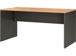 Wangenschreibtisch Boston, mit Knieblende, B 1580 x T 790 x H 750 mm, Navarra Eiche/graphit