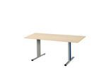 Schäfer Shop Select Besprechungstisch Planova Basic, Rechteck, T-Fuß, B 1600 x T 800 x H 717 mm, Ahorn/weißaluminium RAL 9006