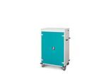 Laptopwagen mit Ladefunktion, 2-Punkt-Verriegelung, CH-Stecker, Feststellbremse, 20 Fächer, B 920 x T 500 x H 1250, türkis