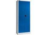 Schäfer Shop Select Materialschrank, abschließbar, 4 verzinkte Böden, 5 OH, B 800 x T 400 x H 1935 mm, Stahl, lichtgrau/enzianblau