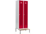 Schäfer Shop Select Kleiderspind, mit Sitzbank, 2 Abteile, 300 mm, Zylinderschloss, Tür rubinrot