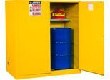 Justrite Sicherheitsschrank Vertical Drum Sure-Grip® EX, für 2 x 110 L Fässer, selbstschließende Türen, gelb