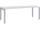 Schäfer Shop Select Schreibtisch LOGIN, 4-Fuß, B 1800 x T 800 x H 740 mm, lichtgrau/weißalu
