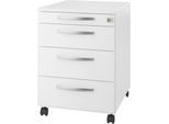 Schäfer Shop Select Rollcontainer LOGIN, 3 Schubladen, 1 Utensilienauszug, Zentralverriegelung, B 432 x T 580 x H 595 mm, weiß