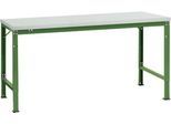 Manuflex Grundtisch UNIVERSAL Spezial, 1750 x 1000 mm, Melamin lichtgrau, resedagrün