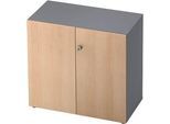 Aktenschrank TOPAS LINE, 2 Ordnerhöhen, Türen abschließbar, graphit/Eiche-Dekor
