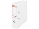 Ordner Esselte® No. 1, A4, Rückenbreite 75 mm, für ca. 500 Blatt, Hebelmechanik, Rückenschild, Griffloch & Raumsparschlitze, FSC®-Karton, weiß