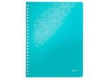 Collegeblock Leitz WOW, Format A4, 80 karierte Blatt, Klarsicht-Tasche, FSC®-zertifiziert, eisblau