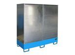 Gefahrstoffschrank BAUER GS-2, Stahlblech, unterfahrbar, für 2 x 200 l Fässer, B 1680 x T 690 x H 1780 mm, blau