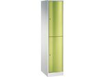 C+P Garderobenspind Resisto, 1 Abteil, 2 Fächer, B 396 x T 540 x H 1950 mm, Lichtgrau/Clowngrün