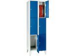 Wertfachschrank 300 mm, 2 Abteile, 6 Fächer, Sicherheitszylinderschloss, Fuß, enzianblau