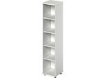 Schäfer Shop Genius Regal TETRIS WOOD, 5 OH, Höhe inkl. Gleiter, B 400 mm, lichtgrau