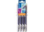 Fineliner FriXion 4er-Set Neon, Kunststoffspitze, Strichstärke 0,45 mm, radierbar, 4 Neonfarben