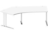 Schäfer Shop Pure Winkelschreibtisch PLANOVA BASIC, 135° Winkel links, C-Fuß, B 2165 x T 800/800 x H 717 mm, weiß + Kabelkanal