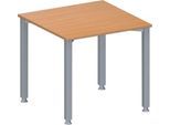 Schäfer Shop Genius Konferenztisch MODENA FLEX, Quadrat, 4-Fuß Quadratrohr, B 800 x T 800 x H 720-840 mm, Buche/weißaluminium RAL 9006