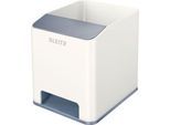 Stiftehalter Leitz WOW Sound, 1 Fach, Smartphone-Fach mit Soundverstärkung, weiß/grau