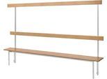 Schäfer Shop Select Sitzbank, für Umkleideräume, mit Rückwand, 10 Doppelhaken, B 1995 x T 310 x H 415 mm, lichtgrau