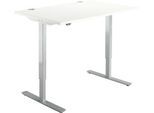 Schäfer Shop Select Schreibtisch Start Off, elektrisch höhenverstellbar, Rechteck, T-Fuß, B 1200 x T 800 x H 755-1255 mm, weiß/weißaluminium