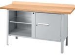 Kastenwerkbank Schäfer Shop Select PWi 150-1, Buche Multiplexplatte, bis 750 kg, B 1500 x T 700 x H 840 mm, Weißaluminium