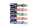 Whiteboardmarker PILOT V-Board Master, nachfüllbar, Tintenstandanzeige, Keilspitze, farbsortiert, 5er Set inkl. magnetischem Stiftehalter