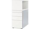 Schäfer Shop Genius Standcontainer mit Aufsatzregal, abschließbar, seitliche Griffnut, weiß