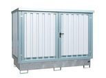 Bauer Gefahrstoffdepot Typ GD-E/IBC-2 ,verzinkt, für 2 IBC oder 4 Fässer, mit Auffangwanne & Gitterrost, abschließbar, B 2835 x T 1595 x H 2180 mm