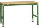Manuflex Arbeitstisch UNIVERSAL Standard, 1500 x 1000 mm, Multiplex natur, resedagrün