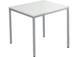 Schäfer Shop Pure Stahlrohrtisch, Rechteck, Quadratrohrfuß, B 1200 x T 700 x H 720 mm, lichtgrau/weißaluminium