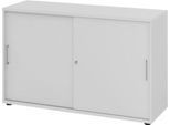Schiebetürschrank Breno, abschließbar, Spanplatte, melaminharzbeschichtet, B 1200 x T 400 x H 748 mm, 2 Ordnerhöhen, lichtgrau/lichtgrau