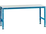 Manuflex Arbeitstisch UNIVERSAL Standard, 2000 x 1000 mm, Melamin lichtgrau, lichtblau