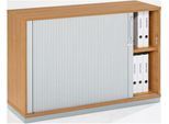 Querrollladenschrank Tetris Wood, 2 OH, abschließbar, mit Sockel, B 1200 x T 421 x H 800 mm, Buche-Dekor