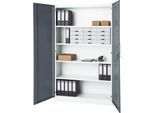 Büroschrank, 5 OH, abschließbar, mit aufliegenden Türen, B 1200 mm, Verkehrsweiß