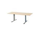 Schäfer Shop Select Besprechungstisch Planova Basic, Rechteck, T-Fuß, B 1800 x T 800 x H 717 mm, Ahorn/weißaluminium RAL 9006