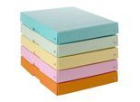 Archivbox Falken PURE Box Pastell A4, für bis zu 500 Blatt, mit Beschriftungsfeld, L 320 x B 240 x Füllhöhe 40 mm, FSC®-Pappe, farbsortiert, 5 Stück